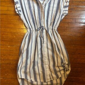 Striped Button-Up Casual Dress